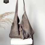 Sally Vizon Püsküllü Hakiki Süet Çanta