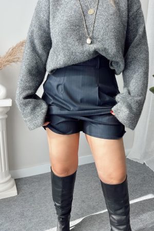 Lacivert Çizgili Şort Etek - Görsel 4