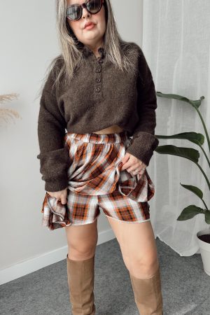 Ekose Şort Etek - Görsel 4