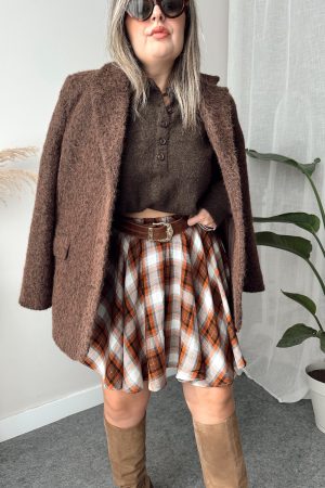 Ekose Şort Etek - Görsel 3