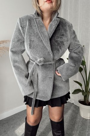 Gri Premium Kaşe Oversize Blazer