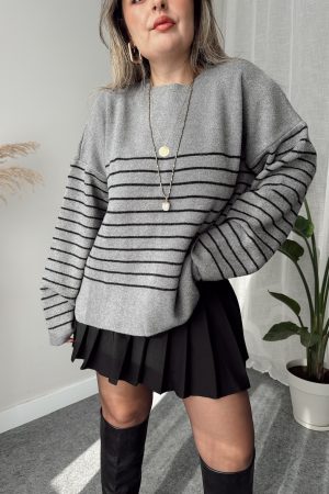 Çizgili Yumoş Oversize Kazak