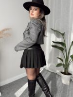 Gri Premium Crop Ceket - Görsel 2
