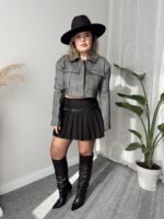 Gri Premium Crop Ceket - Görsel 4