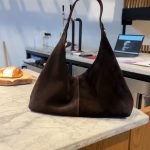 Midi Lora Acı Kahve Hakiki Süet Çanta