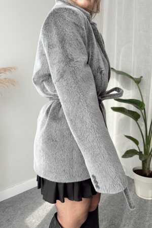 Gri Premium Kaşe Oversize Blazer - Görsel 4