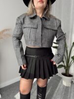 Gri Premium Crop Ceket