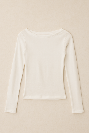 Ekru Ekstra Soft Kayık Yaka Viskon Bluz - Görsel 4