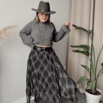 Siyah Ekose Midi Etek