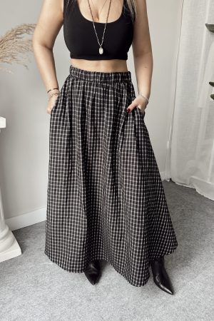 Ekose Kloş Cepli A Form Etek