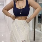 Lacivert Askılı Crop Top