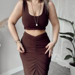 Kahve Sandy Askılı Crop Top