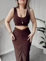 Kahve Sandy Askılı Crop Top