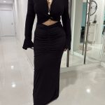 Siyah Sandy Drapeli Maxi Etek