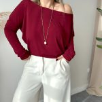 Bordo Sandy Kayık Bluz