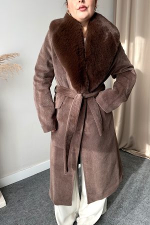 Vizon Tay Tüyü Yaka Kürklü Exclusive Kaban