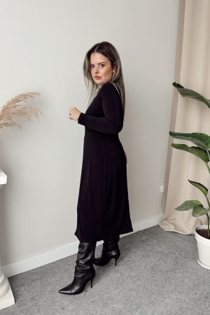 Siyah Asimetrik Midi Bluz - Görsel 3