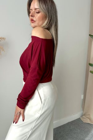 Bordo Sandy Kayık Bluz - Görsel 4