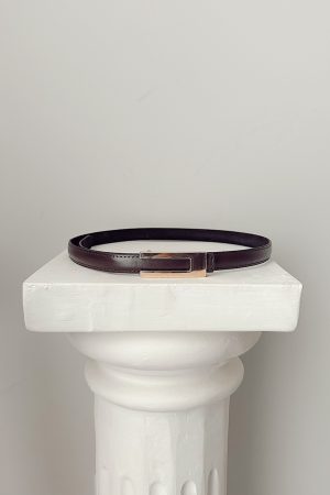 Kahve Hakiki Deri İnce Kemer