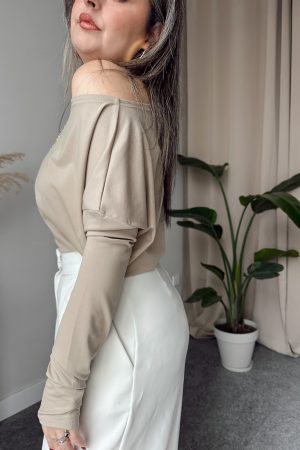 Bej Viskon Kayık Bluz - Görsel 2