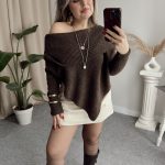 Acı Kahve Kayık Yaka V Kazak