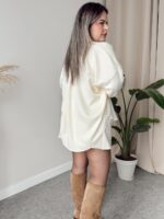 Krem Saten Oversize Gömlek - Görsel 3
