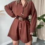 Kahve Modal Gömlek Elbise