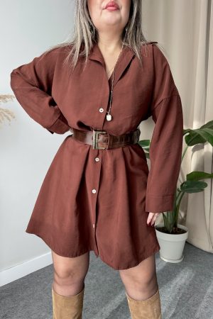 Kahve Modal Gömlek Elbise