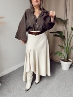 Cream Midi Asimetrik Etek - Görsel 3