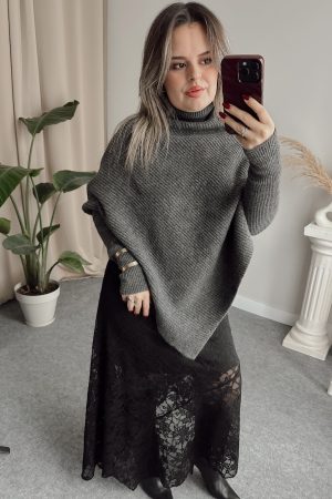 Antrasit Balıkçı Yaka V Kazak - Görsel 3