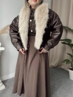 Kürk Yaka Deri Mont - Görsel 4