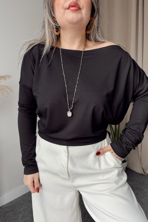 Siyah Viskon Kayık Bluz - Görsel 3