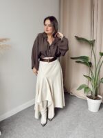 Cream Midi Asimetrik Etek - Görsel 2