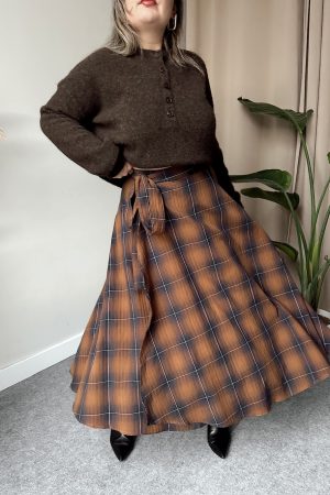 Ekose Kruvaze A Form Asimetrik Etek | LIMITED - Görsel 5