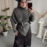 Antrasit Balıkçı Yaka V Kazak