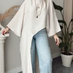 Taş Modal Asimetrik Tasarım Maxi Bluz