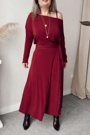 Bordo Kruvaze A Form Etek | Esnek Versiyon - Görsel 2