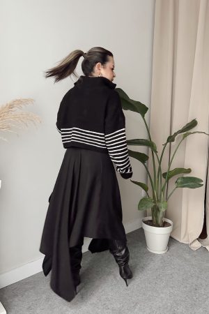 Siyah Tensel Asimetrik Kruvaze Etek | ÖN SİPARİŞTİR 16 ŞUBAT PAZARTESİ KARGOLANACAKTIR - Görsel 4