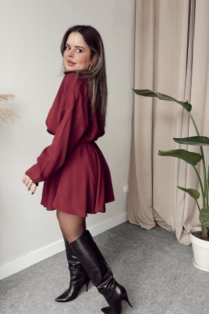 Bordo Premium Tensel Şort Etek - Görsel 3