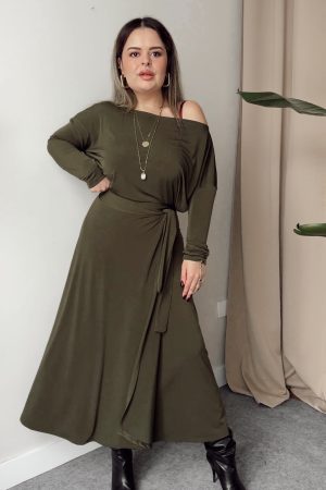 Haki Kruvaze A Form Etek | Esnek Versiyon - Görsel 2