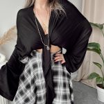 Siyah Viskon Bağlamalı Büstiyer