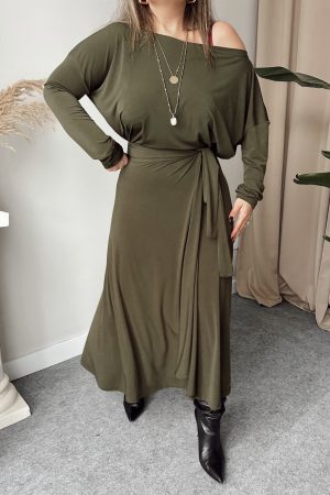 Haki Kruvaze A Form Etek | Esnek Versiyon