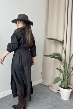 Füme Modal Oversize Maxi Gömlek Elbise - Görsel 4