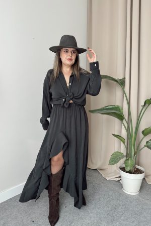 Füme Modal Oversize Gömlek - Görsel 4