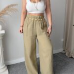 Khaki Organik Müslin Palazzo