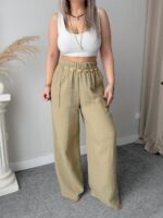 Khaki Organik Müslin Palazzo