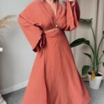 Gül Kurusu Keten Kruvaze A Form Etek