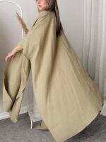 Khaki Organik Pamuk Müslin Maxi Kimono - Görsel 4