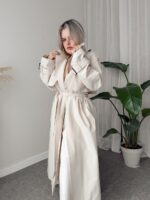 Taş Oversize Rüzgarlıklı Kuşaklı Trençkot
