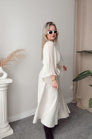 Kum Keten Kruvaze A Form Etek - Görsel 3